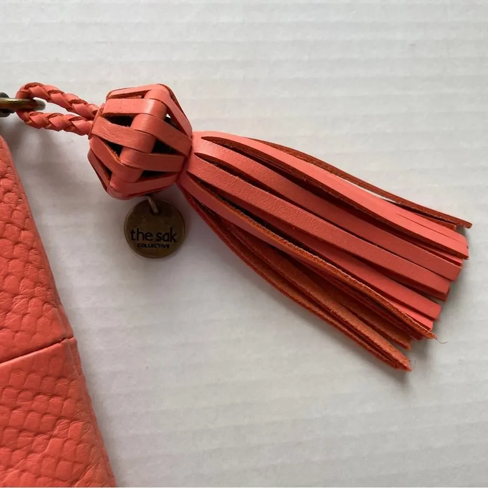 The Sak Coral Crossbody Leather Tassel Purse Croc Embossed Convertible Strap